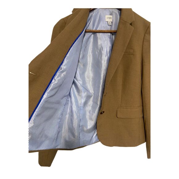 J.Crew Blazer Women’s Sz 2 Camel Wool Blend Schoolboy - Picture 4 of 14